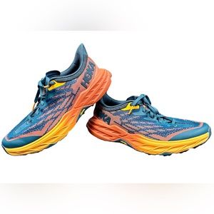 Hoka Womens Speedgoat 5 Trail Running Shoes Blue 1123158 Color Block Knit 7.5B